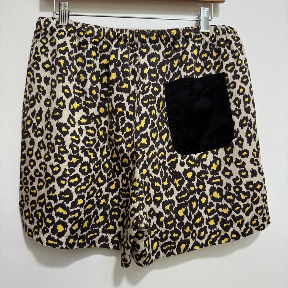 Raquel Allegra Leopard Print Cotton Silk Blend Shorts Large - Picture 6 of 11